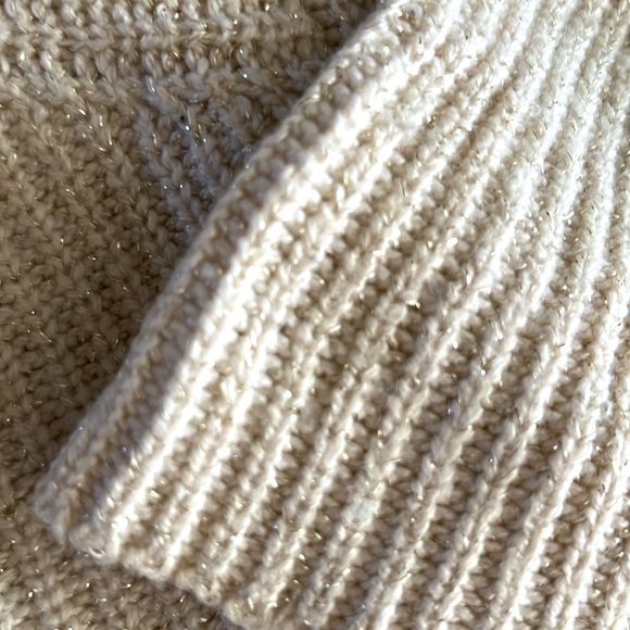 Lucky Brand gold flecked double layer statement sweater in a soft cream - Picture 4 of 10